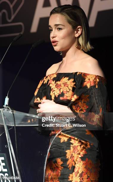 Emilia Clarke introduces the 'Nurse of the Year' Awards 2018 at Park Plaza Westminster Bridge Hotel on July 4, 2018 in London, England.