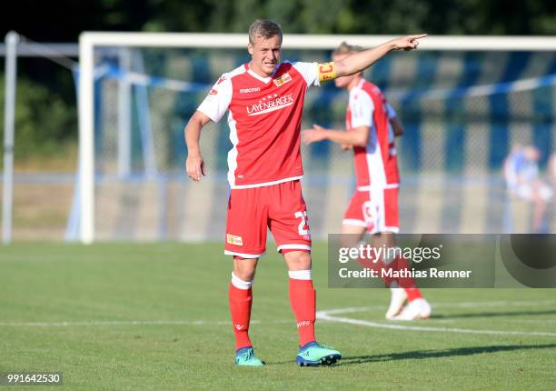 Felix Kroos of 1 FC Union Berlin during the test match between Chemnitzer FC and Union Berlin at Werner-Seelenbinder-Sportplatz on July 4, 2018 in...