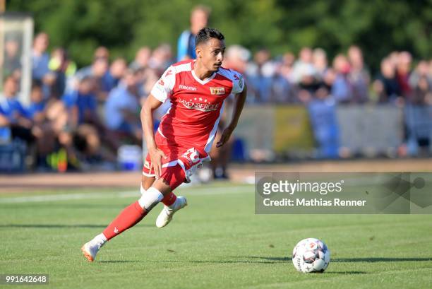 Kenny Prince Redondo of 1 FC Union Berlin during the test match between Chemnitzer FC and Union Berlin at Werner-Seelenbinder-Sportplatz on July 4,...