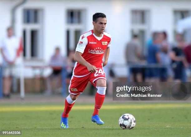 Manuel Schmiedebach of 1 FC Union Berlin during the test match between Chemnitzer FC and Union Berlin at Werner-Seelenbinder-Sportplatz on July 4,...