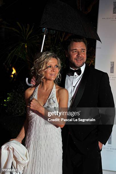 Danielle Spencer and Russell Crowe attend the Opening Ceremony Dinner at the Majestic Hotel during the 63rd International Cannes Film Festival on May...