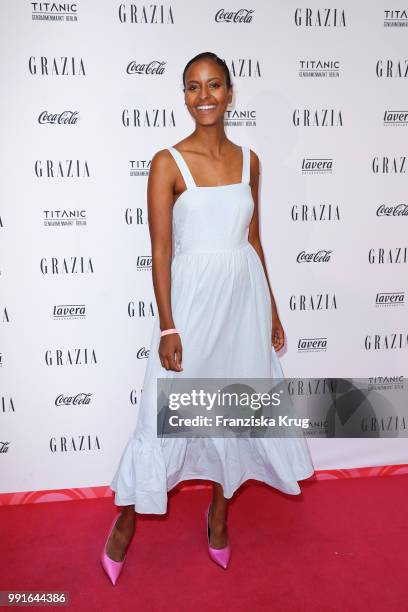 Sara Nuru during the GRAZIA Pink Hour at Titanic Hotel on July 4, 2018 in Berlin, Germany.
