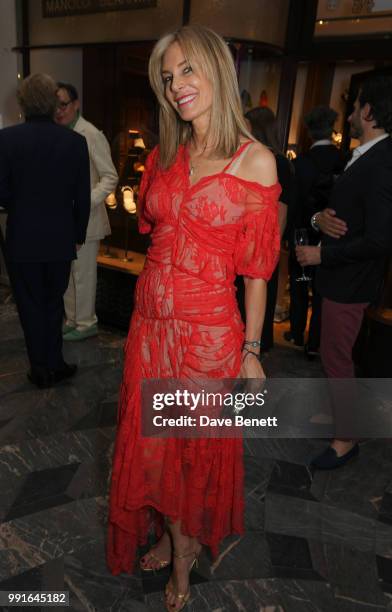 Kim Hersov attends the Manolo Blahnik Colourful Garden Party at Burlington Arcade on July 4, 2018 in London, England.