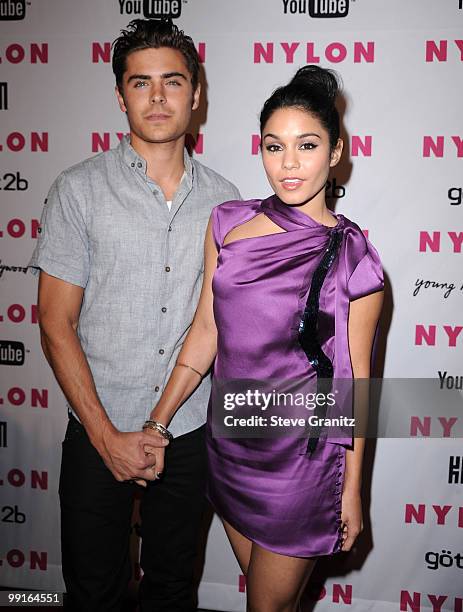 Zac Efron and Vanessa Hudgens attends Nylon Magazine's Young Hollywood Party at Tropicana Bar at The Hollywood Rooselvelt Hotel on May 12, 2010 in...