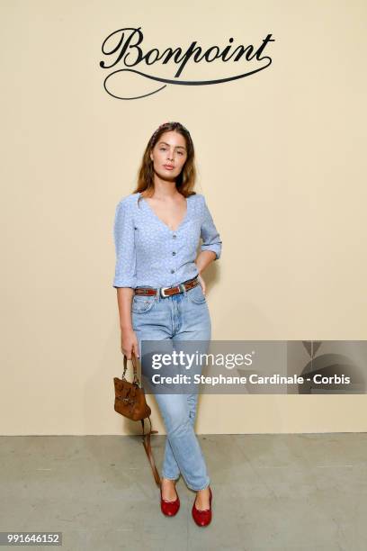 Marie Ange Casta attends the Bonpoint Haute Couture Fall/Winter 2018-2019 show as part of Haute Couture Paris Fashion Week on July 4, 2018 in Paris,...