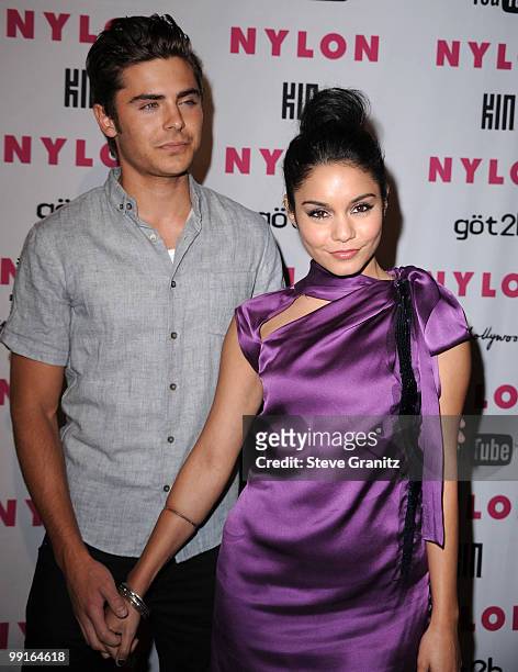Zac Efron and Vanessa Hudgens attends Nylon Magazine's Young Hollywood Party at Tropicana Bar at The Hollywood Rooselvelt Hotel on May 12, 2010 in...