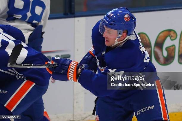 New York Islanders forward Michael Babcock skates during New York Islanders Mini Camp and the Blue and White Scrimmage on June 28 at Northwell Health...
