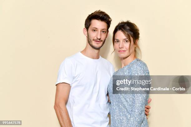 Pierre Niney and Natasha Andrews attend the Bonpoint Haute Couture Fall/Winter 2018-2019 show as part of Haute Couture Paris Fashion Week on July 4,...