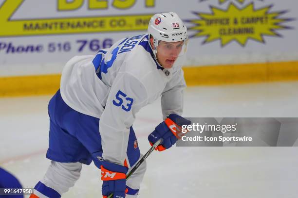 New York Islanders Defenseman Hakon Nilsen skates during New York Islanders Mini Camp and the Blue and White Scrimmage on June 28 at Northwell Health...