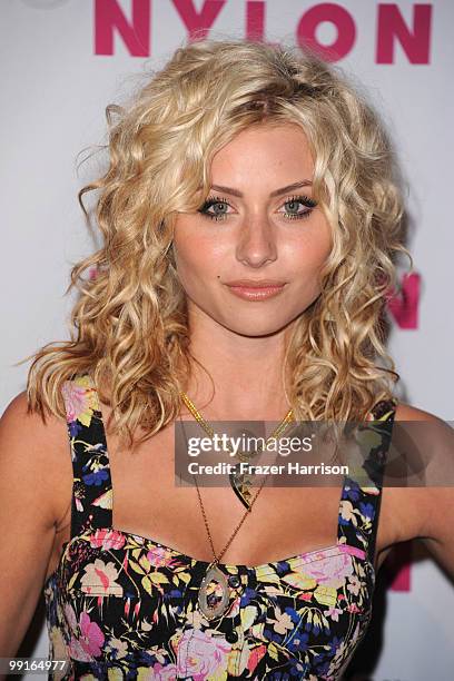Actress Alyson Michalka arrives at the NYLON & YouTube Young Hollywood Party at the Roosevelt Hotel on May 12, 2010 in Hollywood, California.