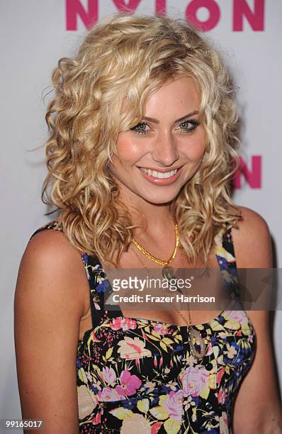 Actress Alyson Michalka arrives at the NYLON & YouTube Young Hollywood Party at the Roosevelt Hotel on May 12, 2010 in Hollywood, California.