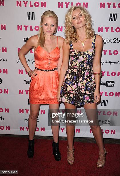 Actress' Amanda Michalka and Alyson Michalka arrive at the NYLON & YouTube Young Hollywood Party at the Roosevelt Hotel on May 12, 2010 in Hollywood,...