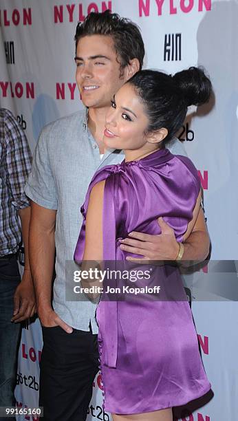 Actress Vanessa Hudgens and actor Zac Efron arrive at NYLON Magazine's May Issue Young Hollywood Launch Party at The Roosevelt Hotel on May 12, 2010...