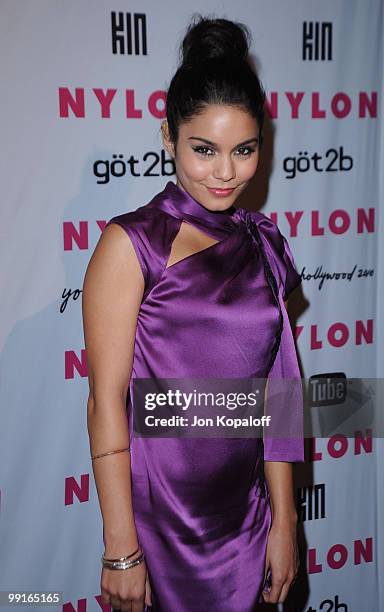 Actress Vanessa Hudgens arrives at NYLON Magazine's May Issue Young Hollywood Launch Party at The Roosevelt Hotel on May 12, 2010 in Hollywood,...