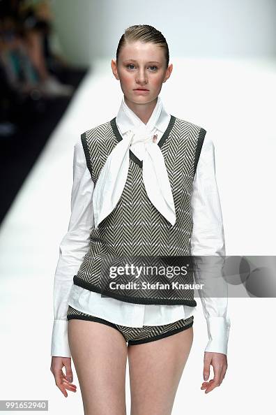 A model walks the runway at the Danny Reinke show during the Berlin ...