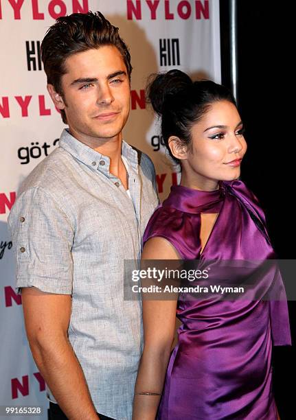 Actors Zac Efron and Vanessa Hudgens arrive at NYLON'S May Young Hollywood Event at Roosevelt Hotel on May 12, 2010 in Hollywood, California.