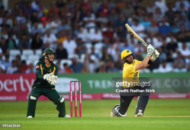 Ian Bell of Birmingham batting during the Vitality Blast match between Nottingham Outlaws and Birmingham Bears at Trent Bridge on July 4, 2018 in...