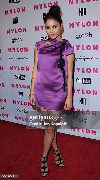 Actress Vanessa Hudgens arrives at NYLON Magazine's May Issue Young Hollywood Launch Party at The Roosevelt Hotel on May 12, 2010 in Hollywood,...