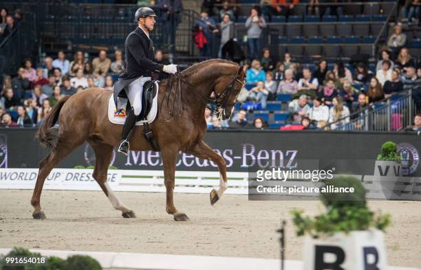 The dressage rider Patrick van der Meer from the Netherlands riding his horse Zippo during the 33rd horse show for the World Cup qualifications at...