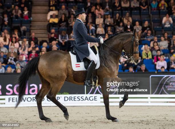 The Austrian dressage rider Christian Schumach riding his horse Auheim's Picardo during the 33rd horse show for the World Cup qualifications at the...