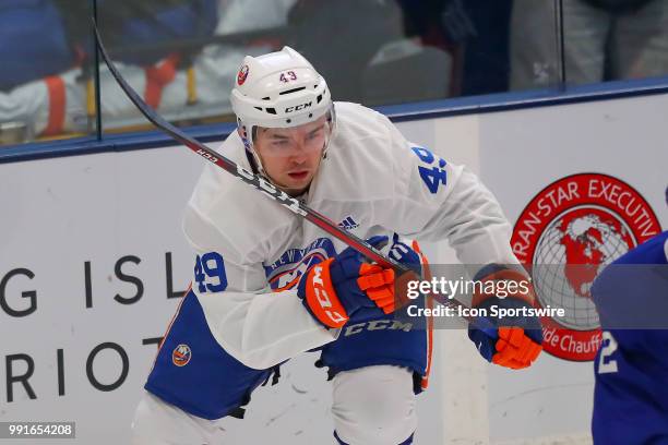 New York Islanders Defenseman David Quenneville skates during New York Islanders Mini Camp and the Blue and White Scrimmage on June 28 at Northwell...