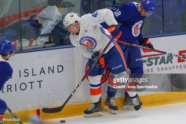 New York Islanders Defenseman David Quenneville skates during New York Islanders Mini Camp and the Blue and White Scrimmage on June 28 at Northwell...