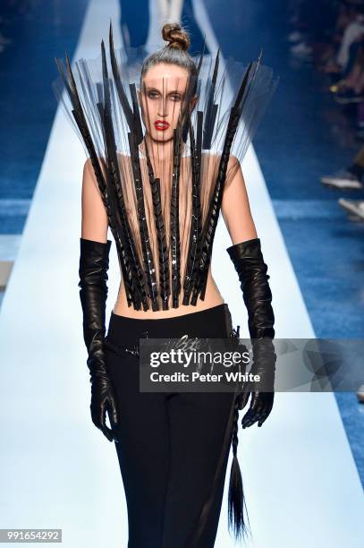 Model Anna Cleveland walks the runway during the Jean-Paul Gaultier Haute Couture Fall Winter 2018/2019 show as part of Paris Fashion Week on July 4,...