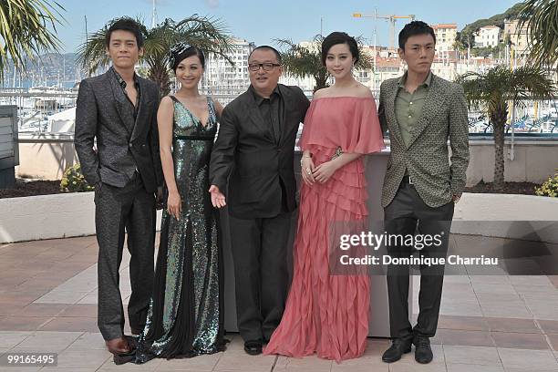 Actor Yi Zi, actress Li Feier, director Xiaoshuai Wang, actress Bingbing Fan and actor Hao Qin attend the 'Chongging Blues' Photocall held at the...