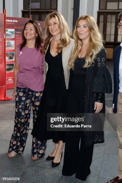 Designer Juana Martin and First Lady Begona Gomez are seen at the Juana Martin show during Mercedes-Benz Fashion Week Madrid Spring/summer 2018-19 at...