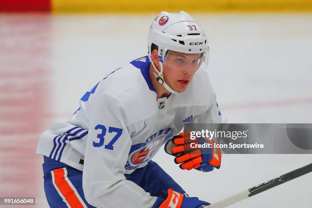 New York Islanders Forward Otto Koivula skates during New York Islanders Mini Camp and the Blue and White Scrimmage on June 28 at Northwell Health...