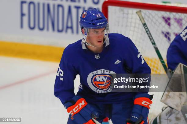 New York Islanders Defenseman Christian Krygier skates during New York Islanders Mini Camp and the Blue and White Scrimmage on June 28 at Northwell...