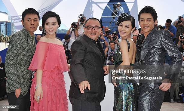 Yi Zi, Li Feier, Xiaoshuai Wang, Fan BingBing and Hao Qin attend the 'Chongqing Blues' Photocall at the Palais des Festivals during the 63rd Annual...