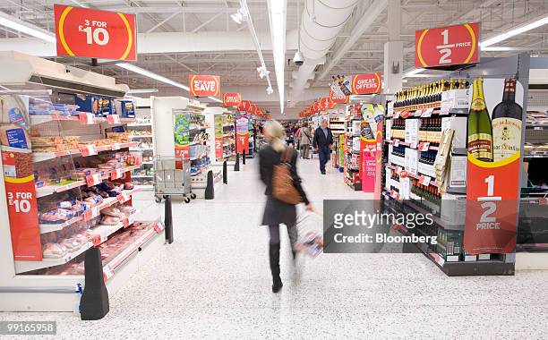 Customer shops at a Sainsbury's supermarket in Chafford Hundred, U.K., on Wednesday, May 12, 2010. The U.K.'s third largest supermarket chain said...