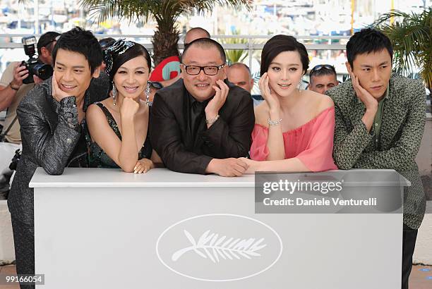 Actor Yi Zi, actress Li Feier, director Xiaoshuai Wang, actress Bingbing Fan and actor Hao Qin attend the 'Chongging Blues' Photocall held at the...