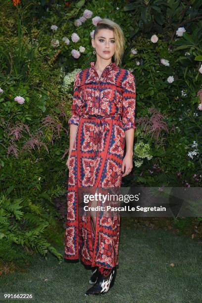 Amber Heard attends the Valentino Haute Couture Fall Winter 2018/2019 show as part of Paris Fashion Week on July 4, 2018 in Paris, France.