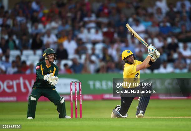 Ian Bell of Birmingham batting during the Vitality Blast match between Nottingham Outlaws and Birmingham Bears at Trent Bridge on July 4, 2018 in...