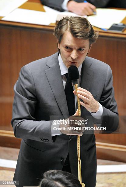 France's Minister for budget Francois Baroin speaks during the session of questions to the government on May 11, 2010 at the National Assembly....