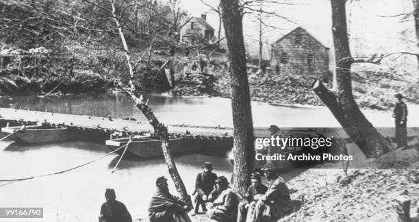 View of Pontoon bridge at Bull Run, Virginia circa 1862.