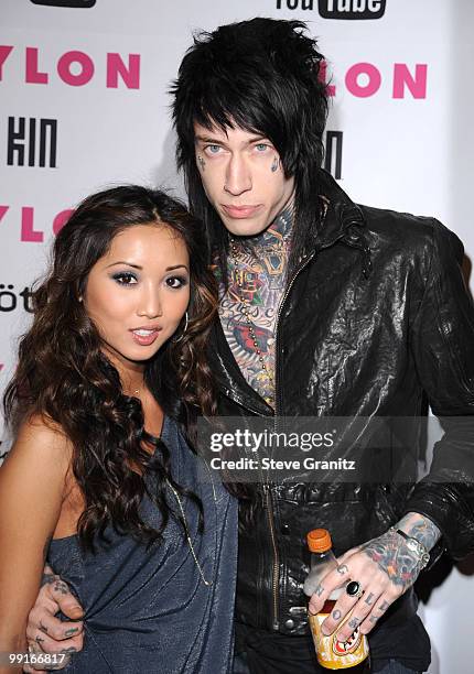 Brenda Strong and Trace Cyrus attends Nylon Magazine's Young Hollywood Party at Tropicana Bar at The Hollywood Rooselvelt Hotel on May 12, 2010 in...