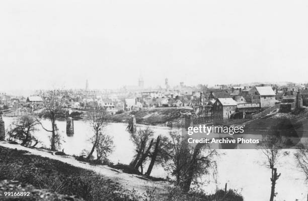 View across the Rappahannock River, Fredricksburg, Virginia on 1 February 1863.