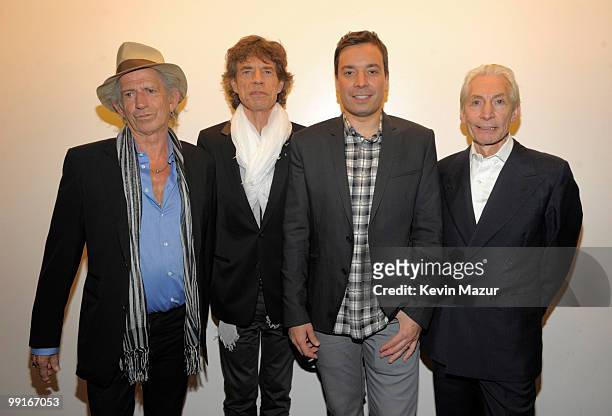 Exclusive* Keith Richards, Mick Jagger and Charlie Watts of the Rolling Stones attend the screening of "Stones in Exile" at The Museum of Modern Art...
