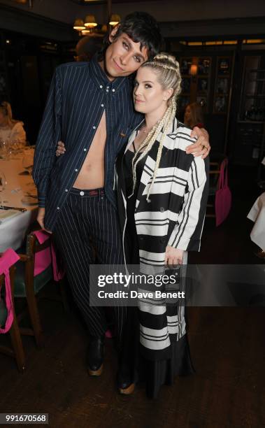 Kyle De'Volle and Kelly Osbourne attend the Gay Times dinner hosted by Kyle De'Volle at The Ivy Market Grill on July 4, 2018 in London, United...