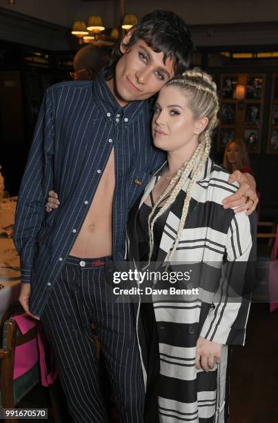 Kyle De'Volle and Kelly Osbourne attend the Gay Times dinner hosted by Kyle De'Volle at The Ivy Market Grill on July 4, 2018 in London, United...