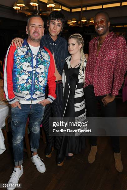Fat Tony, Kyle De'Volle, Kelly Osbourne and Vas J Morgan attend the Gay Times dinner hosted by Kyle De'Volle at The Ivy Market Grill on July 4, 2018...