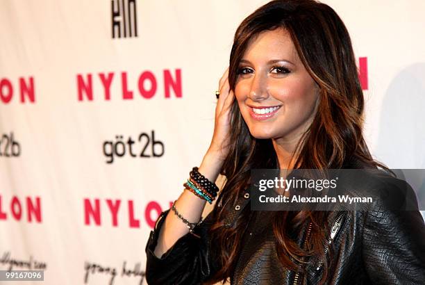 Actress Ashley Tisdale arrives at NYLON'S May Young Hollywood Event at Roosevelt Hotel on May 12, 2010 in Hollywood, California.