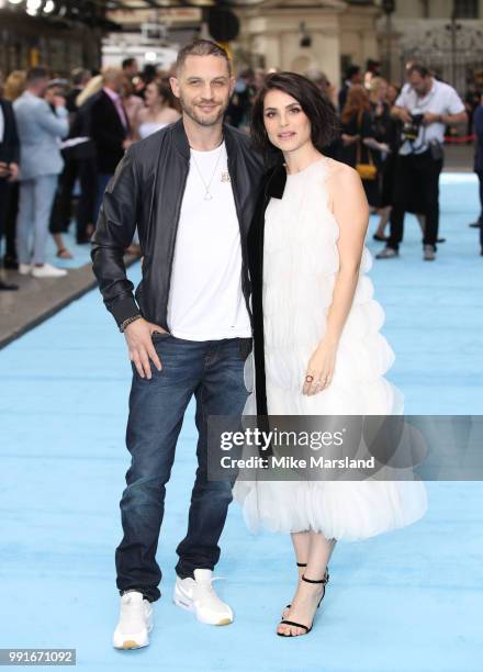 Tom Hardy and Charlotte Riley attend the 'Swimming With Men' UK Premiere at The Curzon Mayfair on July 4, 2018 in London, England.