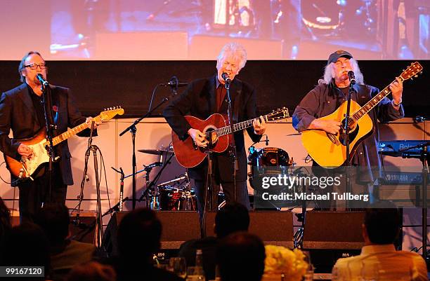 Musicians Stephen Stills, Graham Nash and David Crosby of Crosby, Stills & Nash perform at the Second Annual "Dream, Believe, Achieve" Gala to...