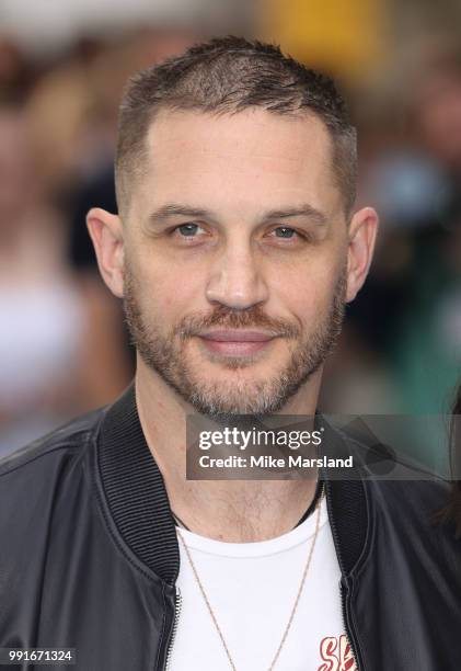 Tom Hardy attends the 'Swimming With Men' UK Premiere at The Curzon Mayfair on July 4, 2018 in London, England.