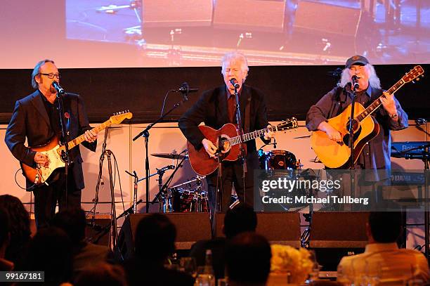 Musicians Stephen Stills, Graham Nash and David Crosby of Crosby, Stills & Nash perform at the Second Annual "Dream, Believe, Achieve" Gala to...