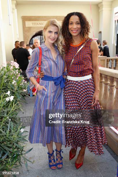 Tanja Buelter and Annabelle Mandeng during the GRAZIA Pink Hour at Titanic Hotel on July 4, 2018 in Berlin, Germany.